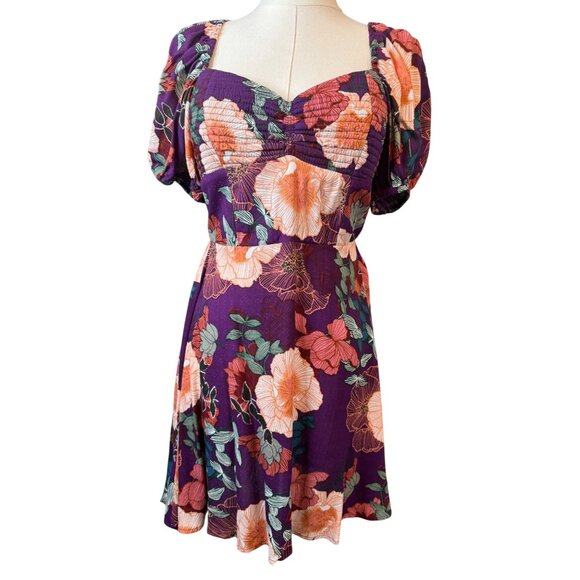 2/$30 NWT Floral XS Print NWT Dress By Band Of The Free Purple & Ivory - Picture 4 of 16